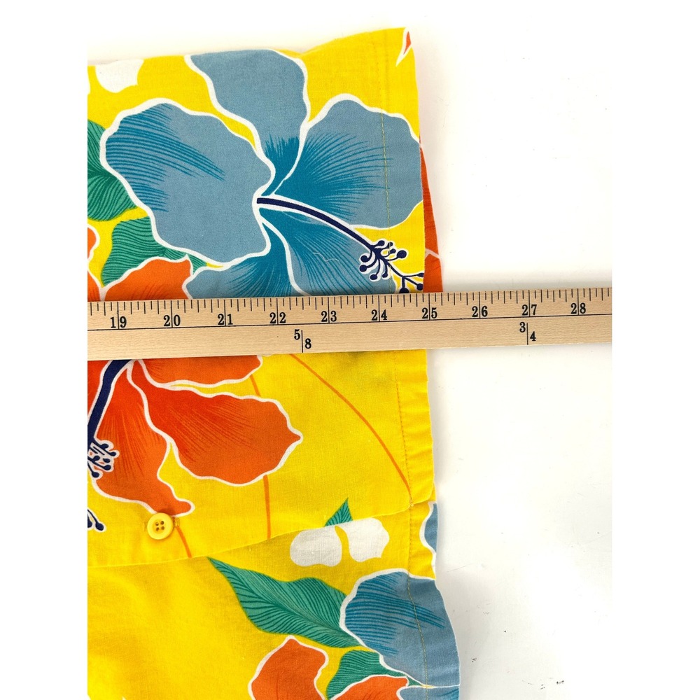 Vintage Ocean Pacific Mens Yellow Hawaiian Shirt Premier Fisher Price 87 - Picture 6 of 7